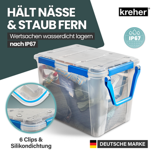 Wasserdichte Box (IP67) mit Deckel und Rollen 100 Liter Volumen (Set wählbar)