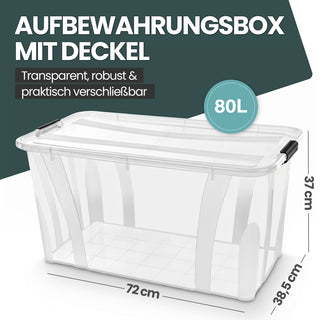 3 x Aufbewahrungsbox 'Master' Box mit Deckel - 80 Liter Volumen, in Transparent