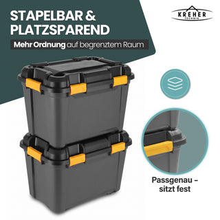 Wasserdichte Aufbewahrungsbox 'Bunker' 55 Liter mit Deckel - IP67 (Set wählbar)