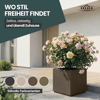 2 x Pflanzkasten "Ethica" in Struktur Optik schmale Version (Taupé)