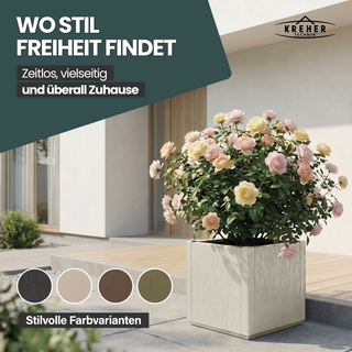 Pflanzkasten "Ethica" in Struktur Optik schmale Version (Beige)