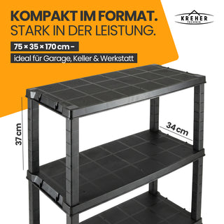 2 x Schwerlastregal „Evo“ mit 5 Böden - 35 kg pro Boden - Schwarz