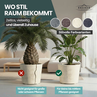 2 x Pflanzkübel 'Millennium' 80 Liter, rund in Creme Weiß