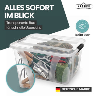 3 x Aufbewahrungsbox 'Master' Box mit Deckel - 32 Liter Volumen, in Transparent