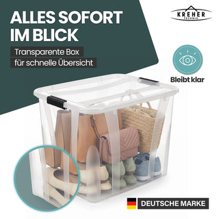 3 x Aufbewahrungsbox 'Master' Box mit Deckel - 55 Liter Volumen, in Transparent