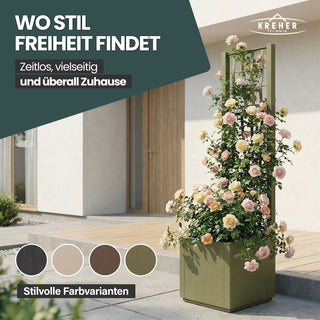 XL SPALIER 'Ethica' - 36 x 36 x 140 cm - in Struktur Optik - schmale Version - in Olivgrün