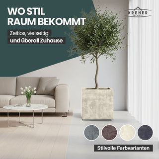 XL Pflanzkübel 'Millennium' 80 Liter, rollbar, eckig in Creme Weiß
