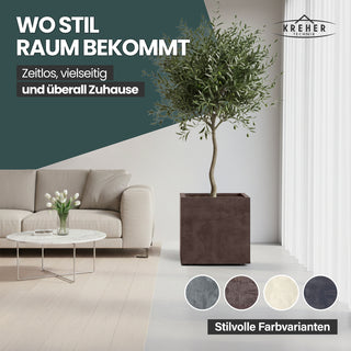 XL Pflanzkübel 'Millennium' 80 Liter, rollbar, eckig in Braun