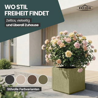 Pflanzkasten "Ethica" in Struktur Optik schmale Version (Olivgrün)