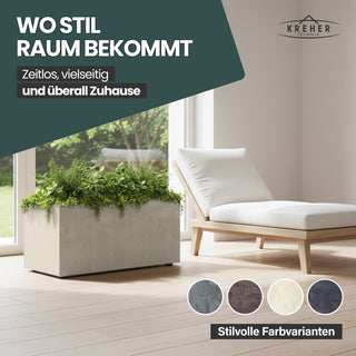 XL Pflanzkübel 'Millennium' 73 Liter, rechteckig in Creme Weiß