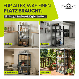 3 x Kunststoffregal „Neo“ mit 4 Böden - 30 kg pro Boden - Grau
