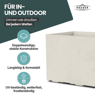 XL Pflanzkübel 'Millennium' 100 Liter, rechteckig in Creme Weiß