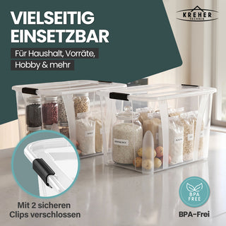 3 x Aufbewahrungsbox 'Master' Box mit Deckel - 55 Liter Volumen, in Transparent
