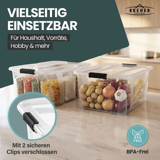 3 x Aufbewahrungsbox 'Master' Box mit Deckel - 32 Liter Volumen, in Transparent