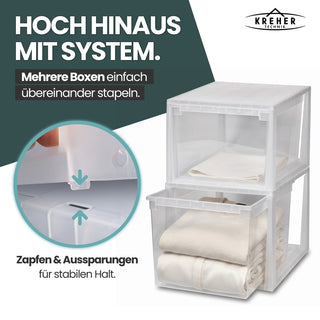 Schubladenbox 52 Größe XXL, 48 Liter - extra tief und hoch (weiss, transparent)