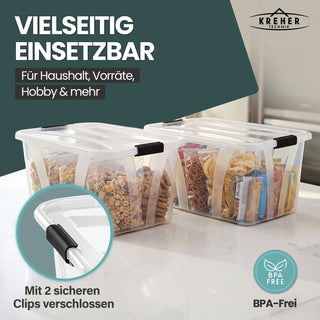 3 x Aufbewahrungsbox 'Master' Box mit Deckel - 14 Liter Volumen, in Transparent