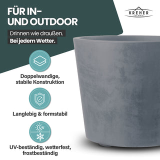 Rollbarer XXL Pflanzkübel 'Millennium' 80 Liter in Grau