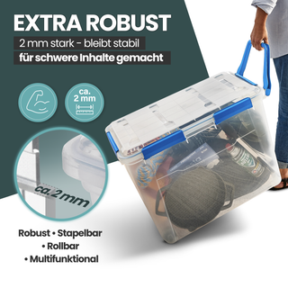 Wasserdichte Box (IP67) mit Deckel und Rollen 100 Liter Volumen (Set wählbar)