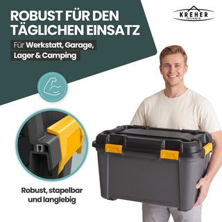 Wasserdichte Aufbewahrungsbox 'Bunker' 80 Liter mit Deckel - IPX7 (Set wählbar)