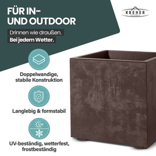 XL Pflanzkübel 'Millennium' 40 Liter, eckig in Braun