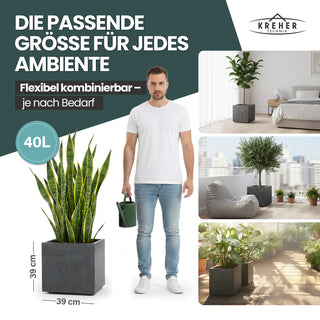XL Pflanzkübel 'Millennium' 40 Liter, eckig in Anthrazit