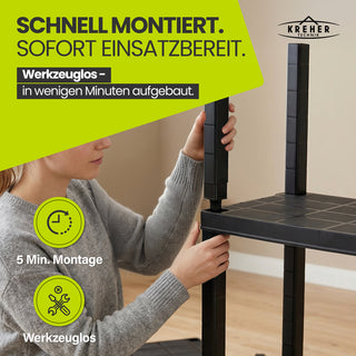 Kunststoffregal „Neo“ mit 4 Böden - 30 kg pro Boden - Schwarz