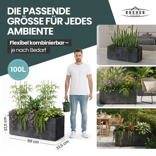 XL Pflanzkübel 'Millennium' 100 Liter, rechteckig in Anthrazit
