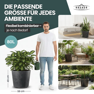 Rollbarer XXL Pflanzkübel 'Millennium' 80 Liter in Anthrazit