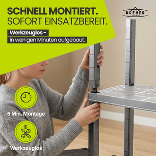 2 x Kunststoffregal „Neo“ mit 4 Böden - 30 kg pro Boden - Grau