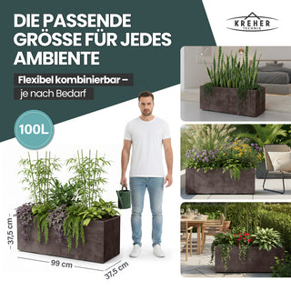 XL Pflanzkübel 'Millennium' 100 Liter, rechteckig in Braun