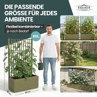 Set: 2 x XL SPALIER 'Ethica' - 80 x 36 x 140 cm - in Struktur Optik - breite Version - in Olivgrün