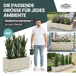 XL Pflanzkasten "Ethica" in Struktur Optik breite Version (Beige)