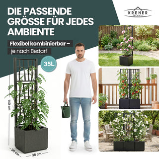 Set: 2 x XL SPALIER 'Ethica' - 36 x 36 x 140 cm - in Struktur Optik - schmale Version - in Anthrazit