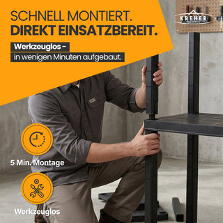 2 x Schwerlastregal „Evo“ mit 5 Böden - 35 kg pro Boden - Schwarz