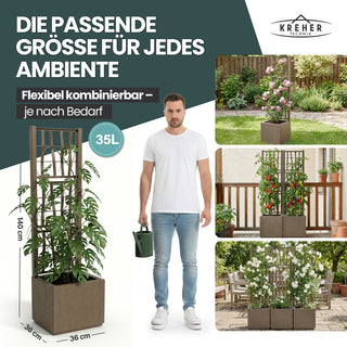 Set: 2 x XL SPALIER 'Ethica' - 36 x 36 x 140 cm - in Struktur Optik - schmale Version - in Taupé
