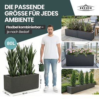 XXL Pflanzkasten "Ethica" in Struktur Optik breite Version in Anthrazit (Set wählbar)