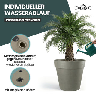 2 x XXL Pflanzkübel / Pflanztopf „LIKE“ Ø 79 x H 69 cm - Braun - Rund, Rollbar - in Natur Stein Optik