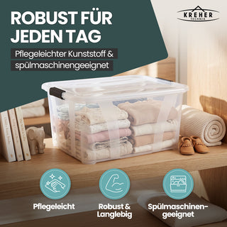 3 x Aufbewahrungsbox 'Master' Box mit Deckel - 32 Liter Volumen, in Transparent
