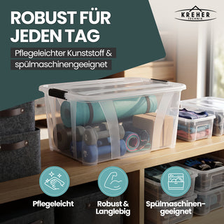 3 x Aufbewahrungsbox 'Master' Box mit Deckel - 80 Liter Volumen, in Transparent