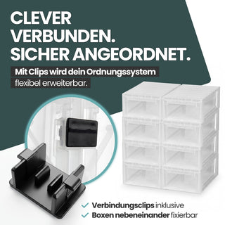 Set: 2 x Schubladenbox Größe M, Volumen 12 Liter (weiss, transparent)