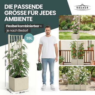Set: 2 x XL SPALIER 'Ethica' - 36 x 36 x 140 cm - in Struktur Optik - schmale Version - in Beige