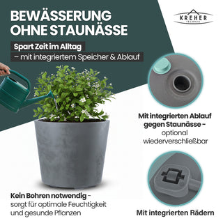 Rollbarer XXL Pflanzkübel 'Millennium' 80 Liter in Grau