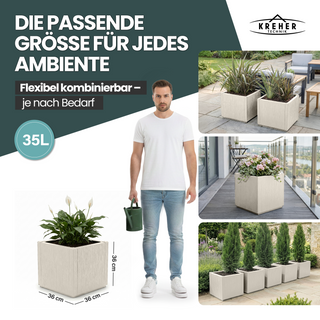 Pflanzkasten "Ethica" in Struktur Optik schmale Version (Beige)