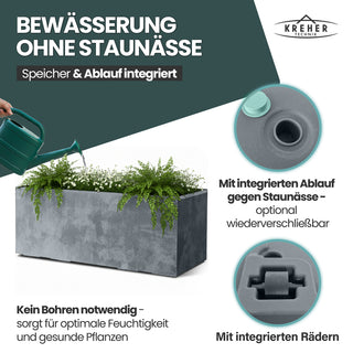 XL Pflanzkübel 'Millennium' 100 Liter, rechteckig in Grau