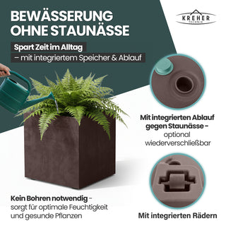 XL Pflanzkübel 'Millennium' 80 Liter, rollbar, eckig in Braun