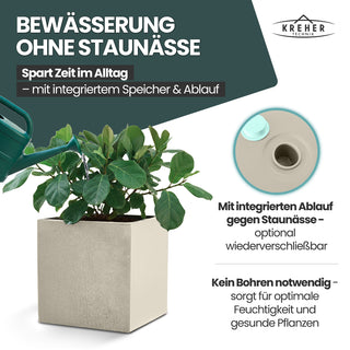 XL Pflanzkübel 'Millennium' 40 Liter, eckig in Creme Weiß