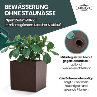XL Pflanzkübel 'Millennium' 40 Liter, eckig in Braun