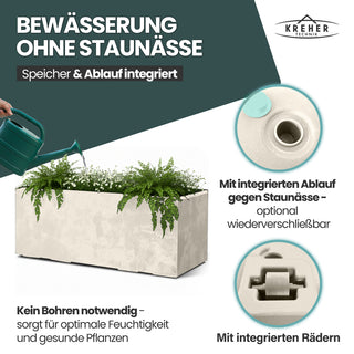 XL Pflanzkübel 'Millennium' 100 Liter, rechteckig in Creme Weiß