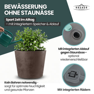Rollbarer XXL Pflanzkübel "Millennium" 80 Liter in Braun