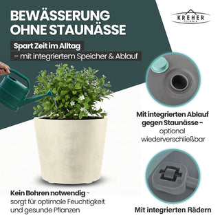 Rollbarer XXL Pflanzkübel "Millennium" 80 Liter in Creme Weiß